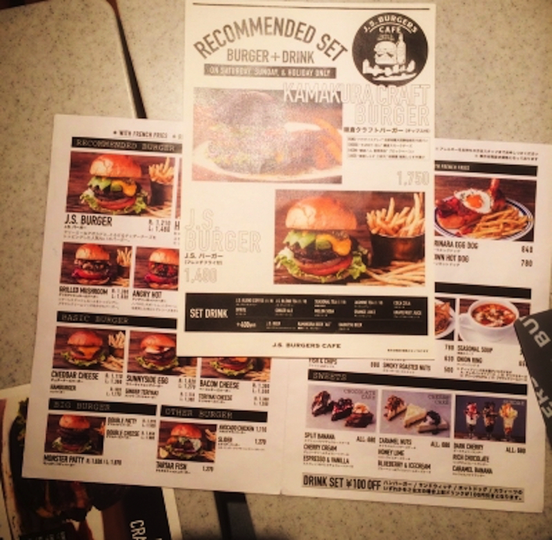 JSバーガーズのメニュー